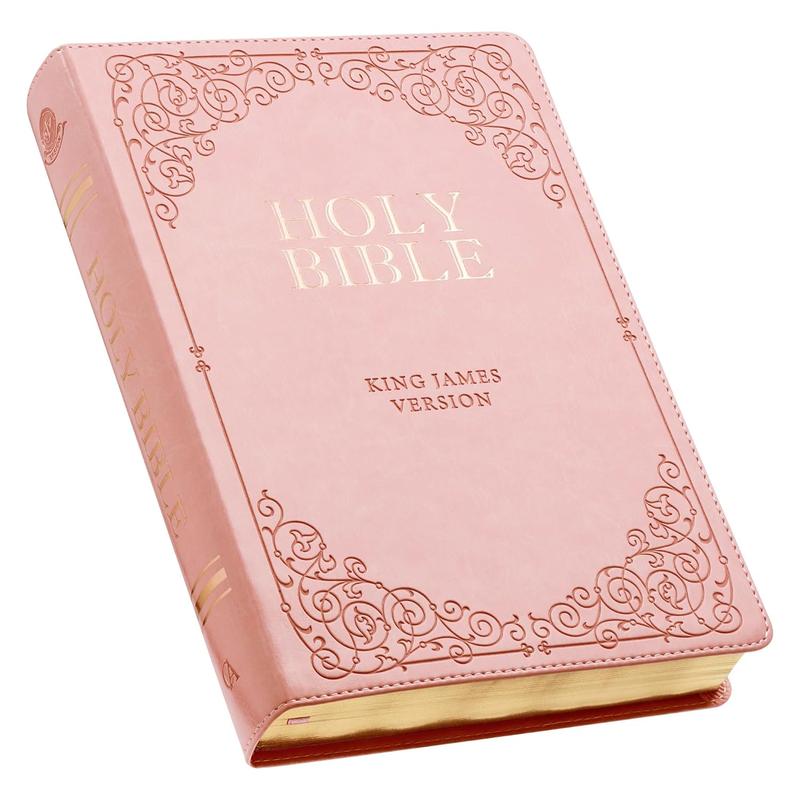 KJV Holy Bible, Giant Print Full-size Faux Leather Red Letter Edition - Thumb Index & Ribbon Marker, King James Version, Pink (KJV Full Size GP Editions) Imitation Leather – Large Print, March 1, 2020, Christian Bibles Books