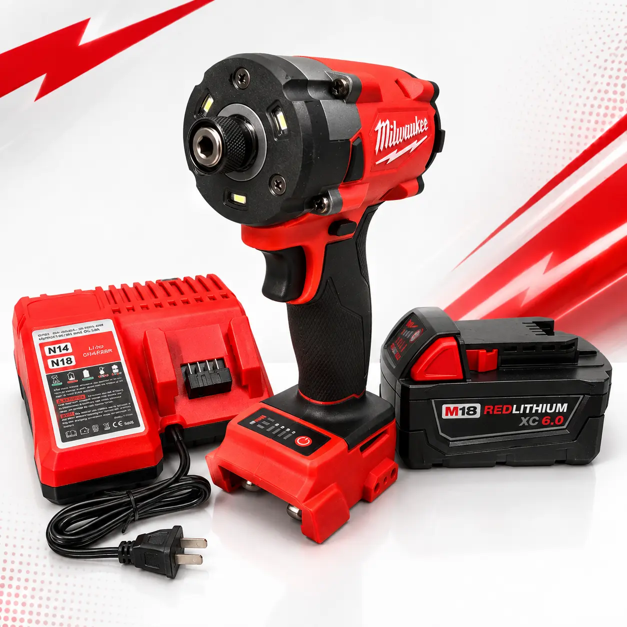 Milwaukee 18V Cordless Impact Screwdriver - Brushless Motor, High Torque, Lithium-Powered, for DIY Projects, Drilling, Includes 1 Charger