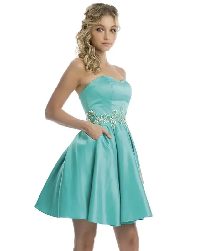 turquoise strapless dress - TikTok Shop