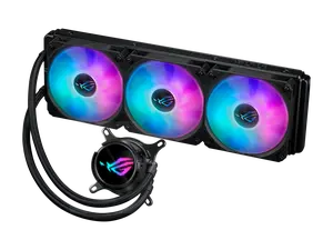 ASUS ROG Strix LC III 360 ARGB all-in-one CPU liquid cooler with 360° rotatable water block, Asetek’s new Gen7 v2 pump, premium ROG ARGB fans, and 10+ custom Aura lighting effects