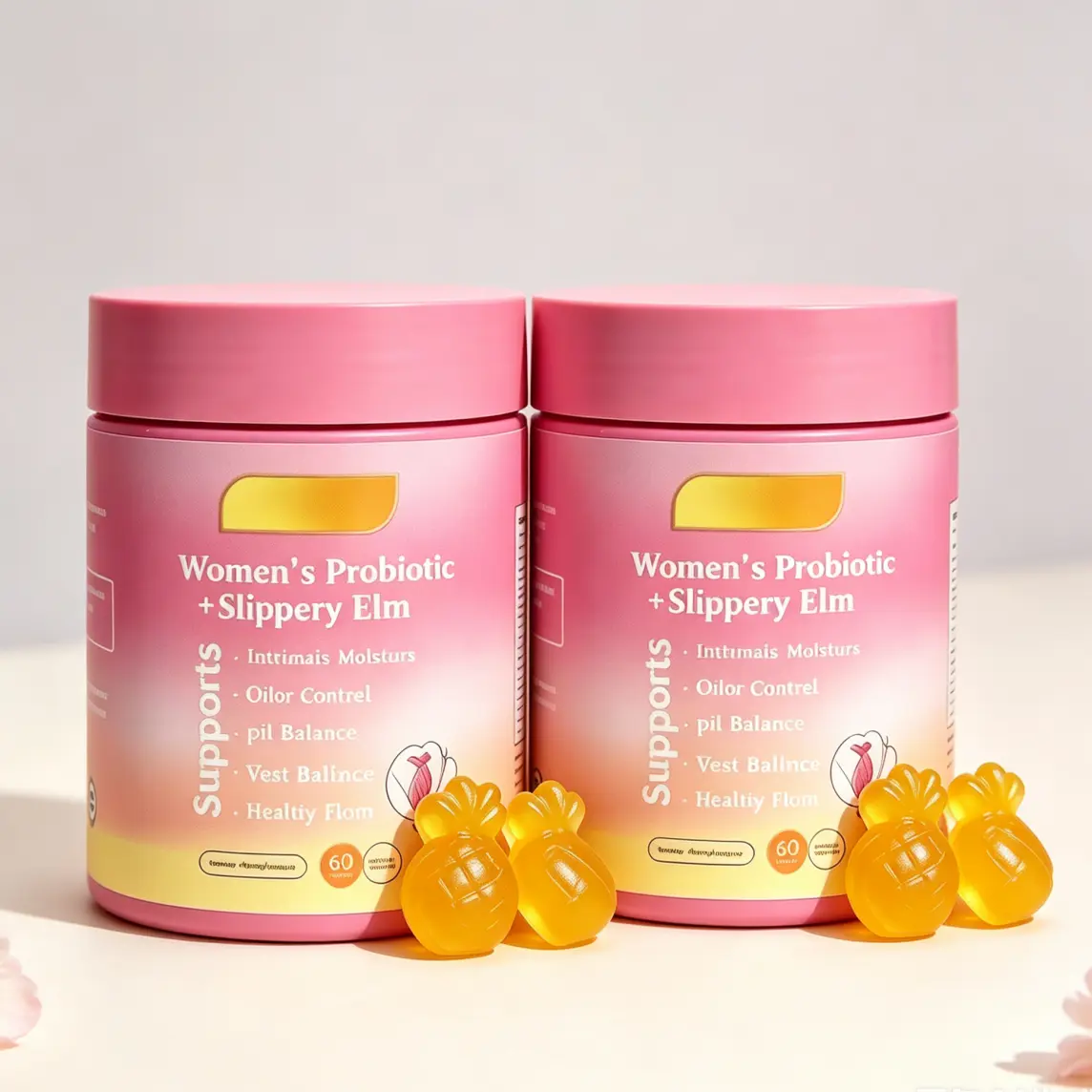 Her Juicy Feminine Probiotics Gummies- One-Stop pH Care Solution with Slippery Elm and Prebiotics&Lactobacillus Probiotic Blend for Women's pH Balance and Dryness Improvement - Hawaiian Pineapple Gummies 60 Counts （）