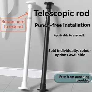 Adjustable No-Drill Extendable Pole, Multi-Purpose Support Rod for Clothesline, Closet, Bathroom Curtain, Easy Installation Home Accessory, Shower Curtain Rod