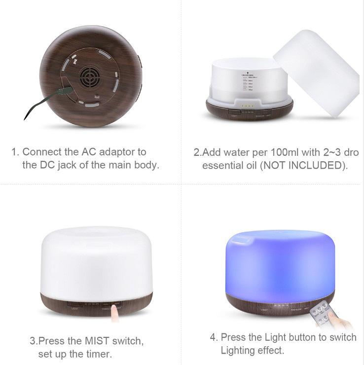 Ultrasonic Air Humidifier Muji Style USB Home Aromatherapy Machine Essential Oil Lamp Silent Bedroom Small Model 500ML Compact Design