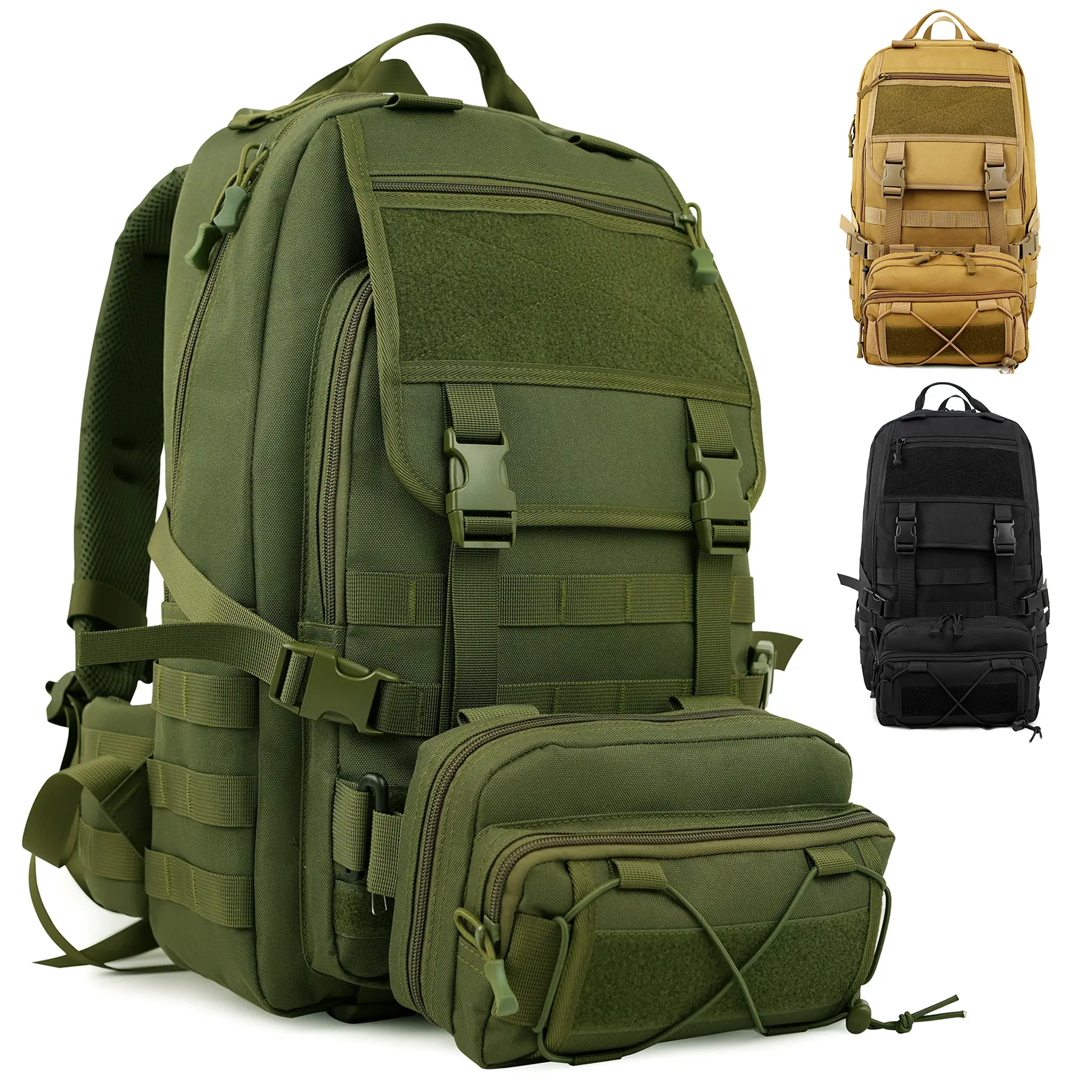 Jumahe 50L High-Capacity Male Tactical Backpack - Military MOLLE Bag with Detachable Pouch, Long-Lasting Molle Webbing System, Flexible Storage for Outdoors Hiking