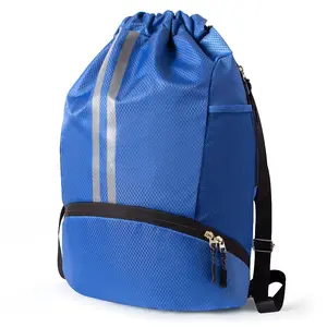1PCS Drawstring Gym Bag, Waterproof Drawstring Backpack, Swim Bag with Shoes Compartment, Pull String Sport Bag for Soccer and Basketball