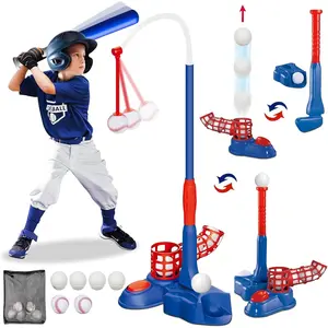 4 in 1 Baseball Ball Set for Kids, T Ball and Golf Set for Toddlers, with Pitching Machine/Adjustable Batting Tee/Baseball Bat/Golf Clubs/6 Balls, Gifts for Toddler Boys & Girls 6+ 2025