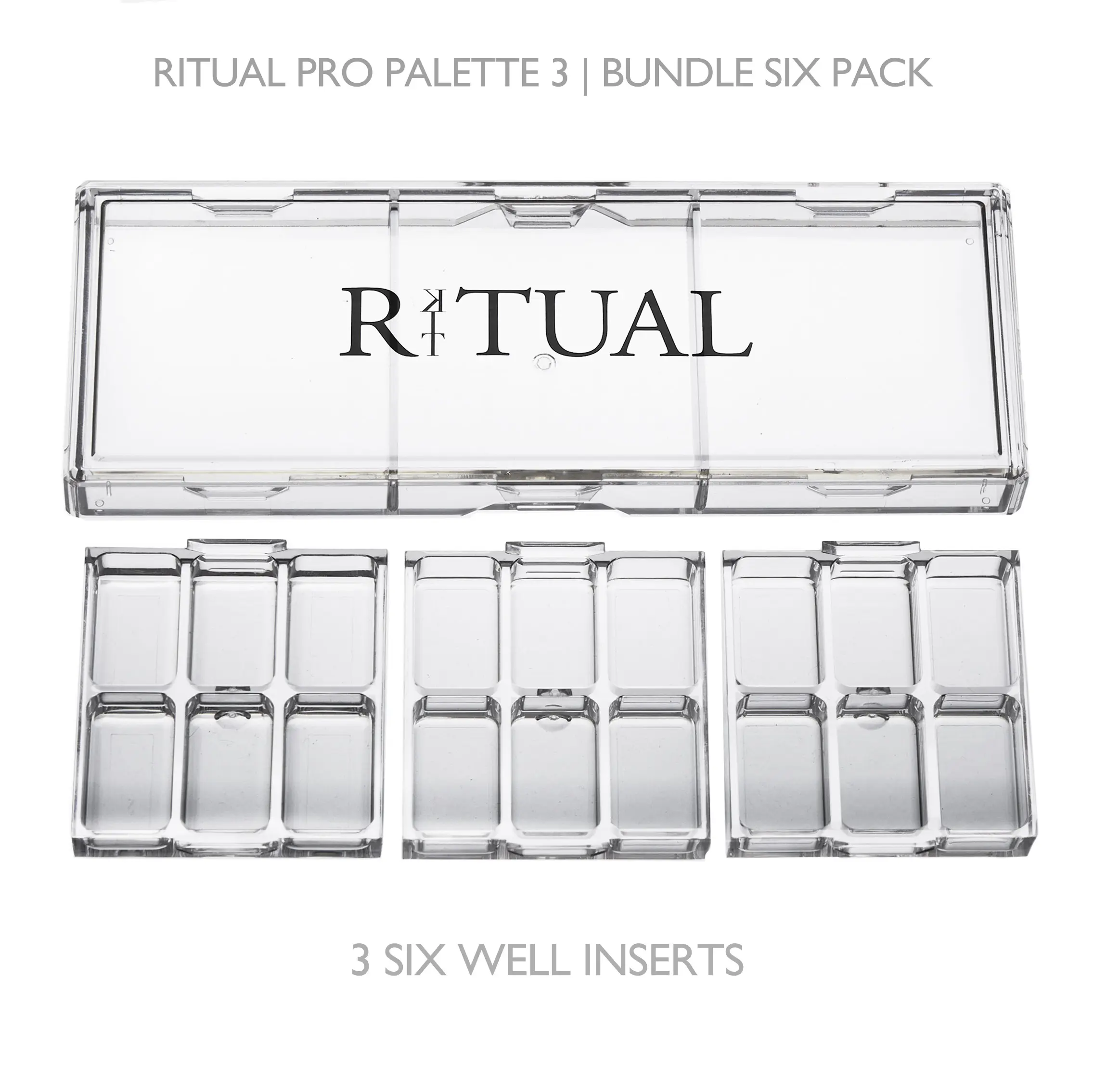 Empty Makeup Palette w 18 Wells | Modular Interchangeable Depotting System | Ritual Pro Palette 3 | 6 Well Bundle, Lipstick, Creams, Alcohol based makeup and paint, watercolor, Gouache, Acrylic paint