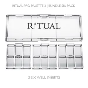 Empty Makeup Palette w 18 Wells | Modular Interchangeable Depotting System | Ritual Pro Palette 3 | 6 Well Bundle, Lipstick, Creams, Alcohol based makeup and paint, watercolor, Gouache, Acrylic paint