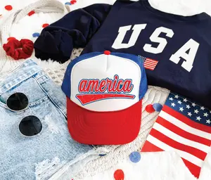 America- Unisex Red,White, and Blue Trucker Hat
