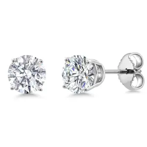 Gem Stone King 2.00 Cttw IGI Certified Lab Grown Diamond in 925 Sterling Silver Earrings for Women | Round | D-E Color | VS1-VS2 Clarity