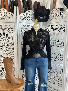 Floral see through button up