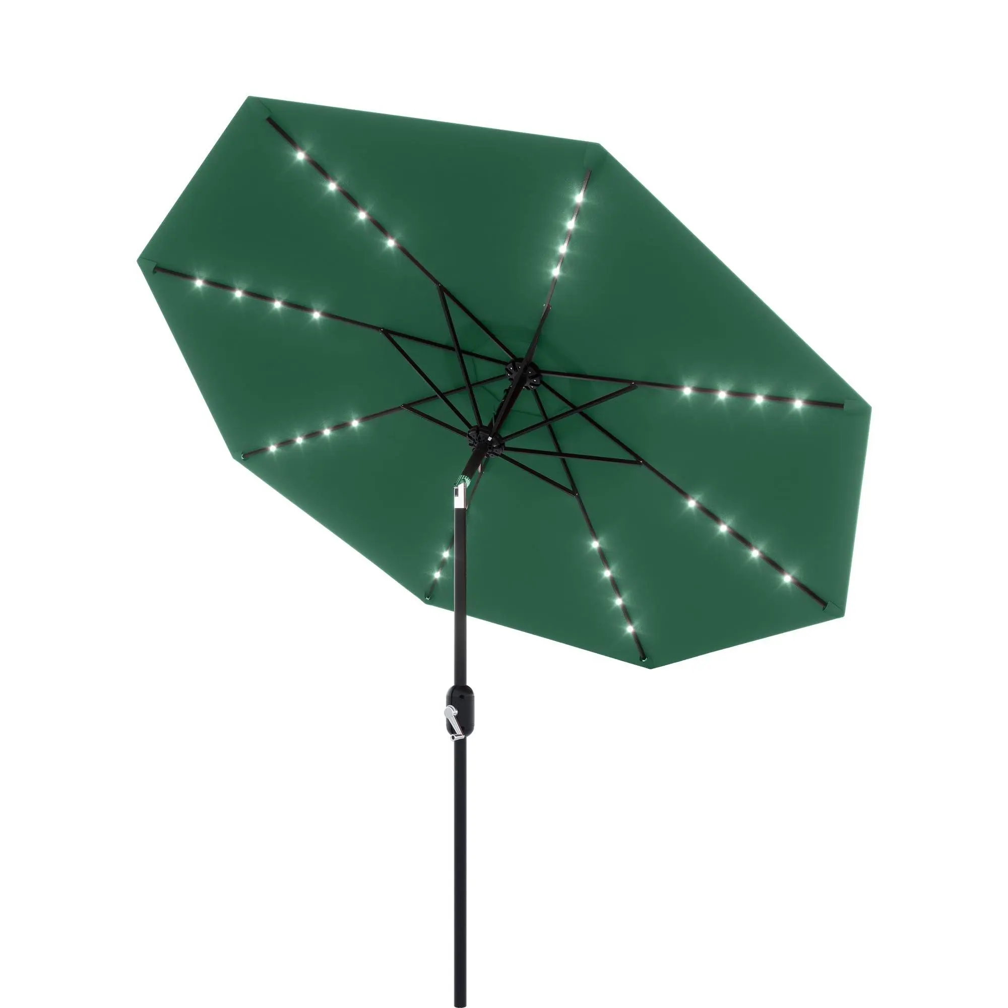 Garvee 9ft Solar LED Patio Umbrella with 32 Patio Lighting, Solar Outdoor Lights & Ambient Lighting, Tilt & Crank Mechanism, Water-Resistant UV-Resistant Polyester, 8-Rib Steel Frame, for Adult Backyard, Deck (Multiple Colors), Round