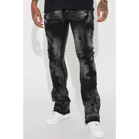 No Cap Stacked Skinny Flare Jeans - Black Wash