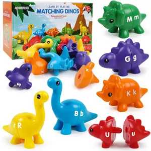 Dinosaur Animals Matching Letter Toy, 13pcs/set Double-sided Alphabet Match Game, Educational Montessori Learning Toy, Gift for Boys & Girls