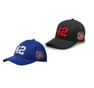 Unisex 42 Number 3D Embroidered Baseball Cap, 2 Color Vintage Sports Adjustable Dad Hat, Curved Brim UV Protection Sun Hat for Streetwear, Outdoor Sports & Summer Daily Outfits