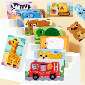 Wooden Puzzle Toddler Toys - 10/20 Pieces Animal & Vehicle Jigsaw Puzzle Set for Kids 3-6 Years Old, Montessori Educational Learning Toy, Safe & Non-Toxic Wood, Ideal Birthday Gift for Boys and Girls