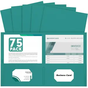 Two Pocket Folders,  75 Pack 2 Pocket Folders Fit Letter Size Paper, Paper Folders with Pockets for School Office Business  (Turquoise)