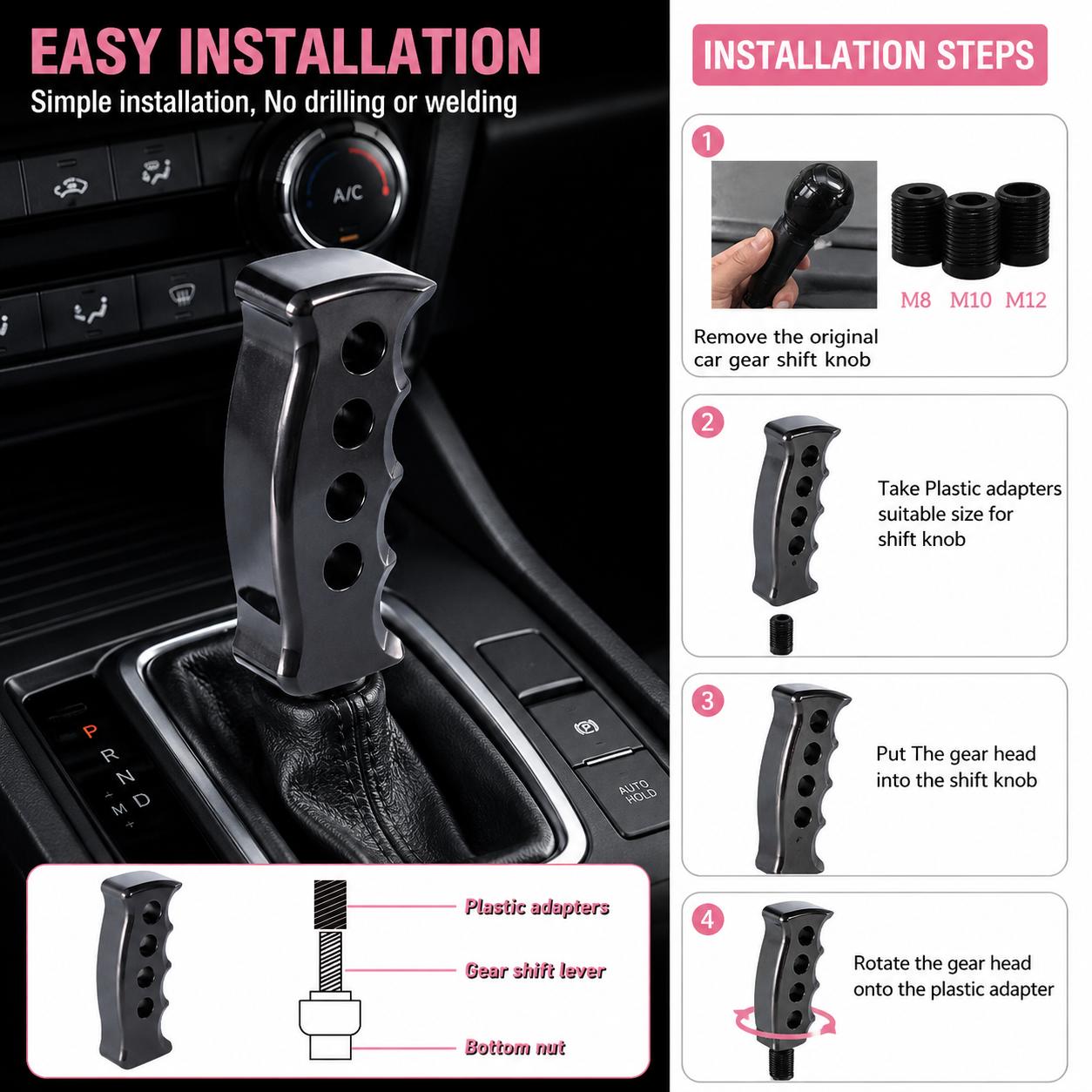 #ShiftKnob #GearShiftKnob #JDM Aluminum Gear Shift Knob Handle Style – Universal Manual/Automatic Car Shifter Lever with Finger Grip Design, Racing Style Interior Accessories for Cars Trucks SUVs#ShiftKnob #GearShiftKnob #JDM #CarMods #CarTok #JDMStyle