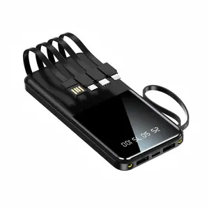 10000mAh Portable Power Bank – 20W Fast Charging with Built-in Cables for Smartphones, Tablets & USB-C Devices – Travel-Friendly Rechargeable Battery Pack