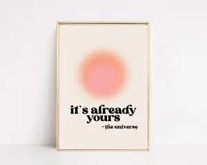 Manifestation Art Print, Retro 70s Affirmation Poster, Gradient Wall Art, Motivational Digital Download, Trendy Home Decor