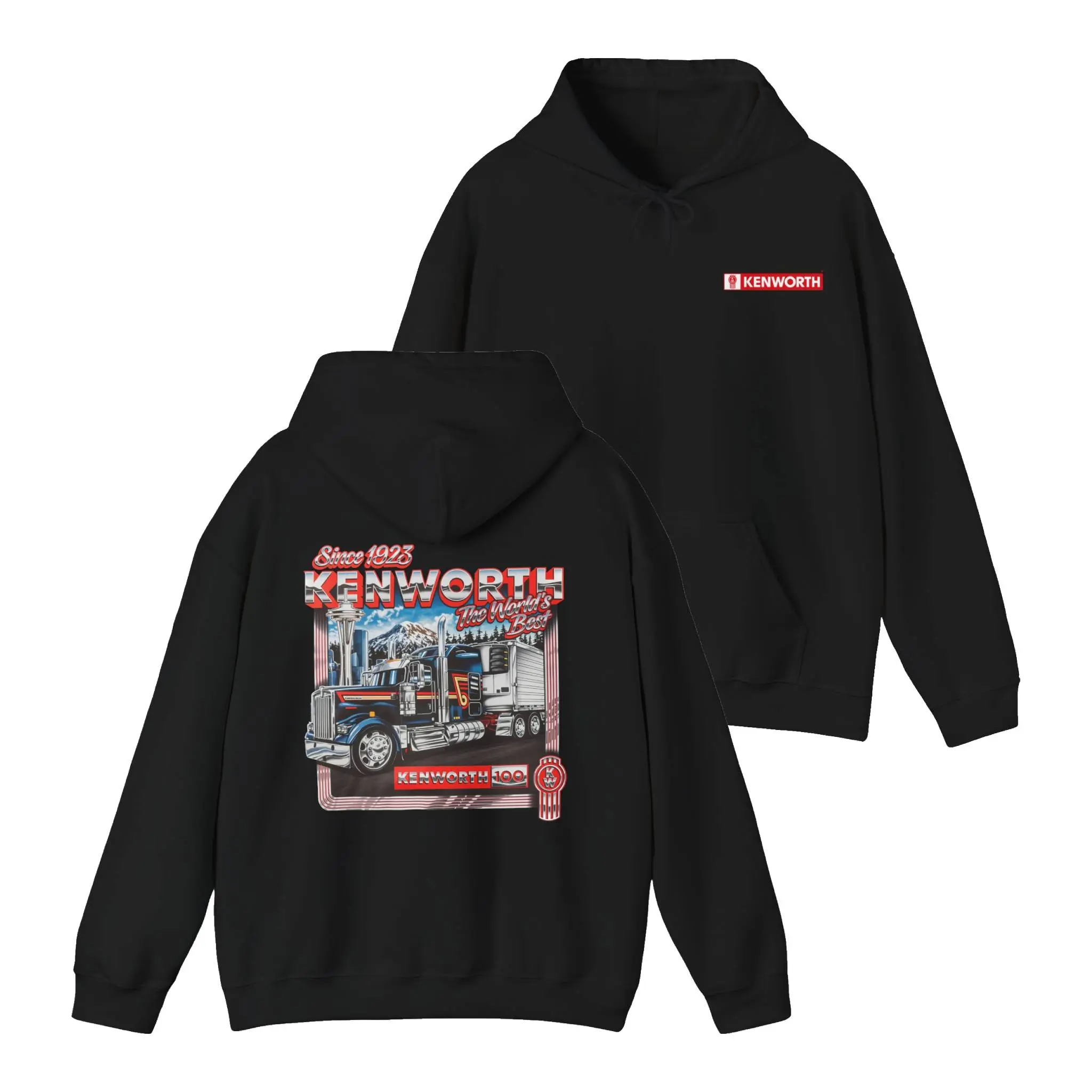 Kenworth Casual Wear Hoodie, Heavy Duty Truck Long Sleeve Pullover Hoodie For Truck Drivers, Truck Life Themed Apparel For Him or Dad