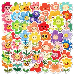 Cartoon Flower Series Sticker, Cute Flower Pattern Decorative Sticker, DIY Decal Film for Scrapbooking, Journaling, Gift Wrapping, Floral Pattern Sticker