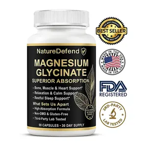 NatureDefend Magnesium Glycinate 2500mg | Veteran‑Owned | Superior Absorption for Muscle, Bone & Sleep Support | 90 Capsules | USA‑Made Healthcare Calcium