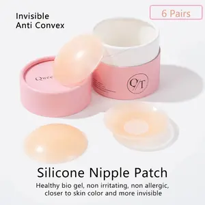 VFVQUEEN Women's Invisible Adhesive Round Nipple Covers Waterproof & Sweat-Resistant Reusable & Anti-Bulge Hygienic & Clean One Box Contains Six Pairs Ideal for Christmas Parties, Weddings, Dresses, Gowns, and Everyday Wear