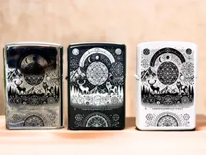 Geometric Nature Engraved Lighter Case - Lighter Accessory, windproof lighter