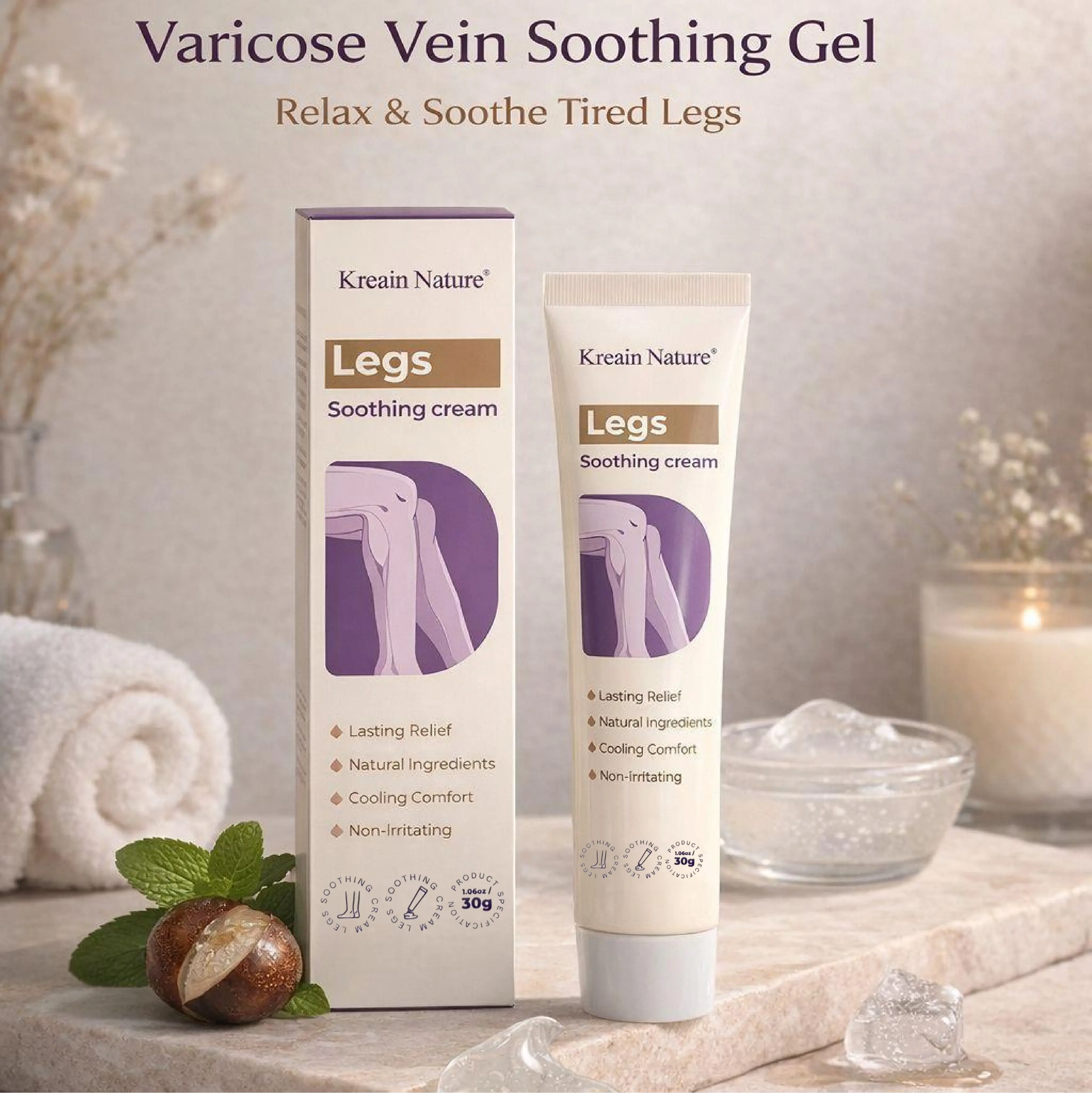 Kreain Nature Leg Comfort Body Care Cream - TikTok Pick, Moisturizing Single Item for Tired Heavy Legs, Lightweight Cica-Containing Cosmetic Soothing Moisturizer