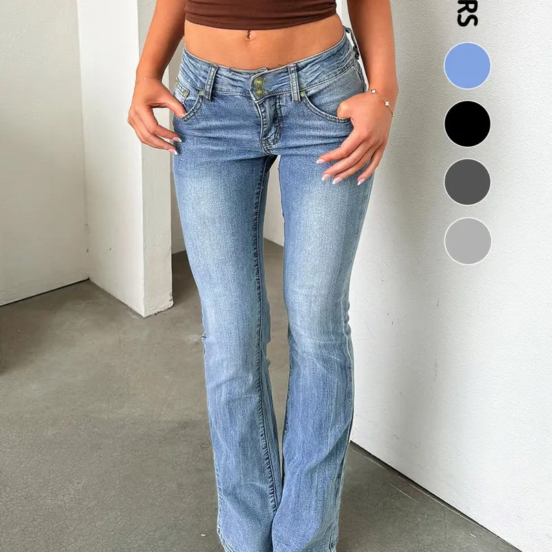 NVFelix Women's Luscious Curvy Bootcut Mid-Rise Bling Insta Stretch Juniors Jeans Curve Jeans