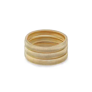 Ettika Flex Stretch Bangle Set 18K Gold Plated Steel 0.42" Width 2.3" Diameter Elegant Jewelry for Versatile Wear