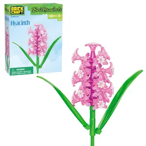 Brickcraft Bricktanicals Hyacinth Building Set, 100-Piece Buildable Pink Flower with Bendable Stem for Teens & Adults 8+