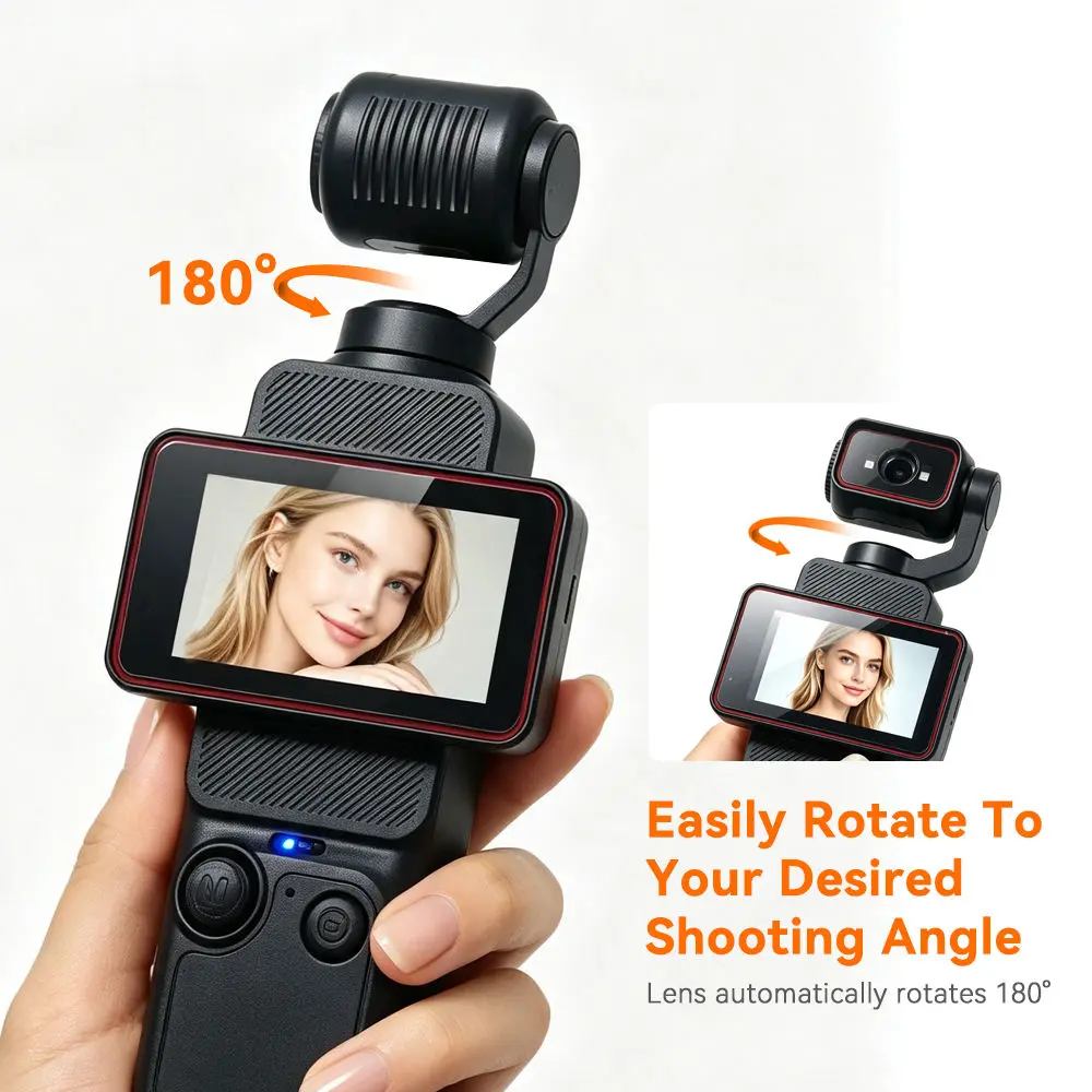 Handheld 2-in Action Camera, Compact Portable HD Video Pocket Recording Device for Vlogging, Outdoor Sports