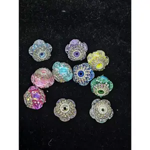 488 10PCS AB Crystal Flower Spacer Beads | Luxury Rhinestone Rondelle Beads for DIY Pens & Jewelry