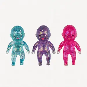 Kawaii Baby Squishy Toy – Slow Rising Glitter Squeeze Toy, Cute Stretchy Stress Relief Sensory Fidget Toy, Viral Collectible Squishies