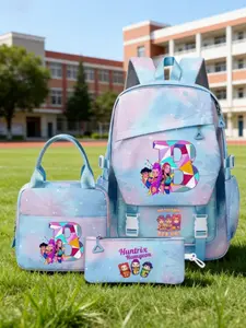 K-Pop Demon Hunter Backpack Set with Lunch Bag + Pencil Case, Cute Mermaid Scales Girl Schoolbag, Lightweight Travel Laptop Backpack, School Backpacks