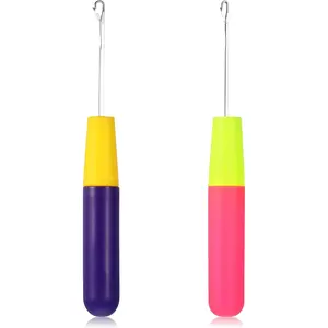 2 Packs Latch Hook Crochet  Latch Hook Tool, Latch Hook Tool for Crochet Braids Hair Extension  Braids Multi-Purpose Knitting (5.7mm+3.8 mm)