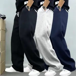 Men's winter velvet warm loose sports trousers, waist drawstring, side pockets | elastic belt, fashionable elastic fabric, casual sports pants, thermal sweatpants, sports flat pants, machine washable,