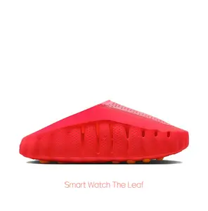 Vibrant Red Mule Slides, Orange Cushioning Massage Outsole, Perforated Upper, Pre-Game Recovery Tech Slides