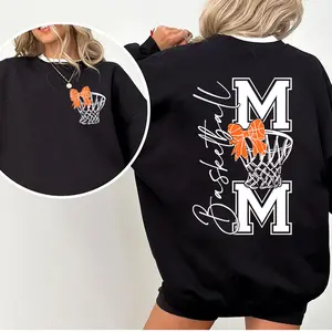 [Made In USA] Basketball Mom Sweatshirt, Coquette Bow Basketball Mom Shirt, Game Day Vibes Sweater, Basketball Mama Outfit, Basketball Shirt, Sport Gift For Her