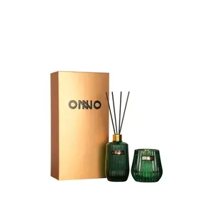 ONNO Collection Gift Set: Eclectic Candle + Diffuser, Handmade Glass, Luxury Black Box, Parisian Elegance Scented Classic