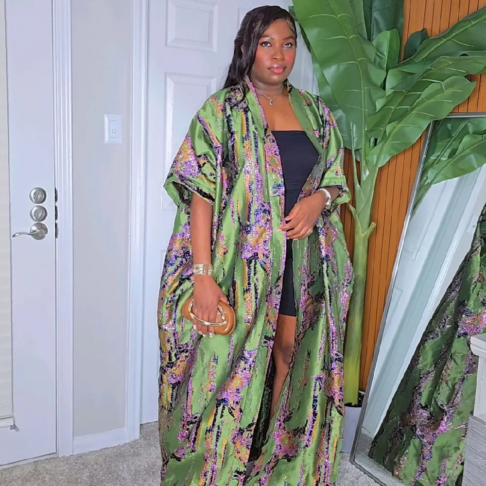 African One Size Fits All Brocade Kimono, Elegant Free  Comfortable Dress Elegance Style Summer FabricSize Kimono For Beautiful Women  Comfort Casual Womenswear Breathable Maxi