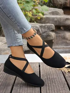 Women's Elegant Flat Casual Comfortable Single Shoe, Daily Wear Fashion Shoes, PU Leather, Rubber Sole, Spring & Fall, Casual Flats