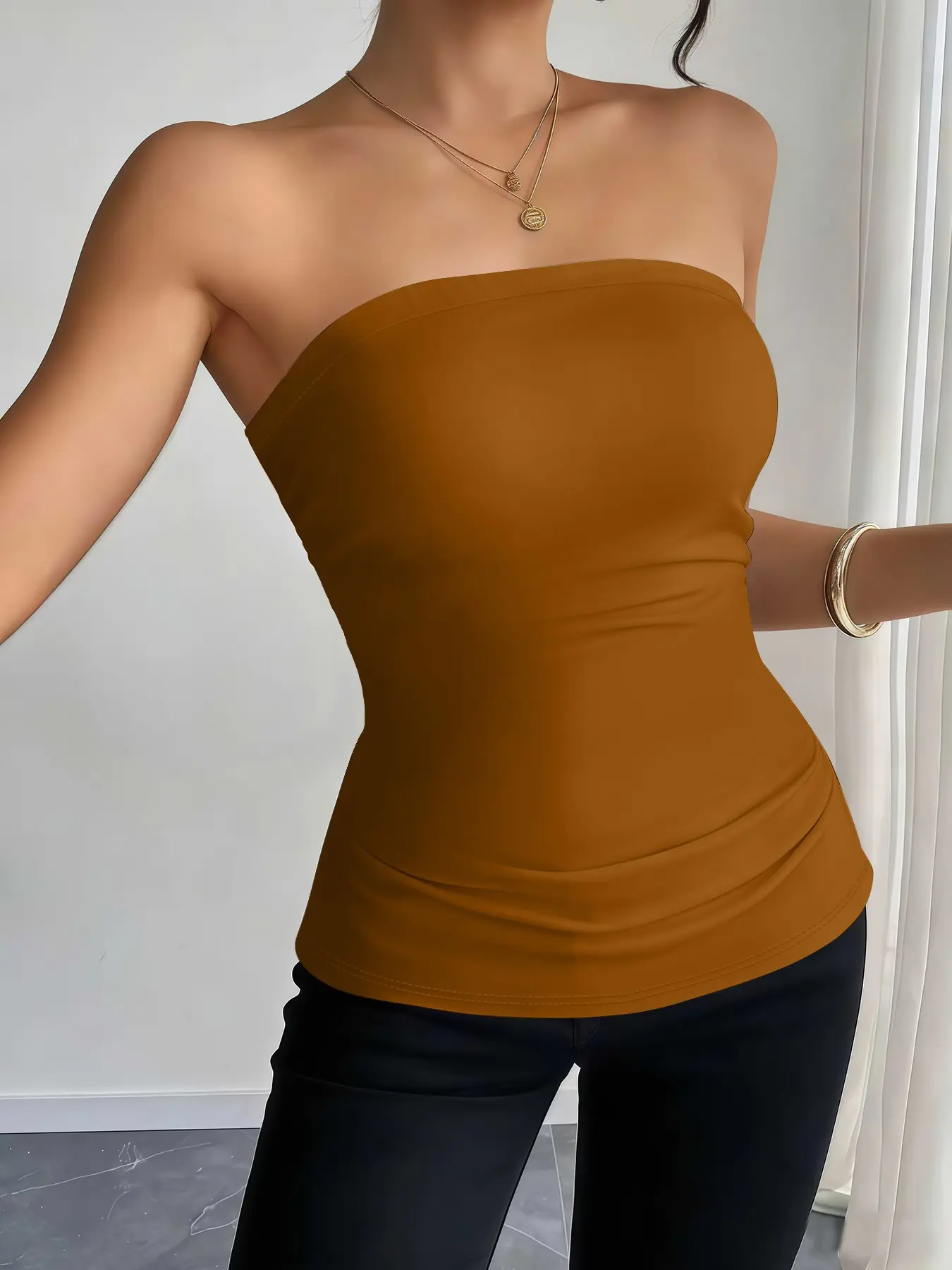 Women's Sexy Chic Minimalist Fashion Sleeveless Crop Top for Spring and Summer, Casual Versatile Sleeveless Fitted Short Top for Daily Wear