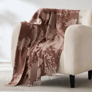 Lush Decor x Chuks Collins Sylvan Drift Wool Throw Blanket - Nature-Inspired Tree Branch Design, Premium Wool & Cashmere Blend, Soft & Richly Textured, All-Season Layering, Luxurious Gift