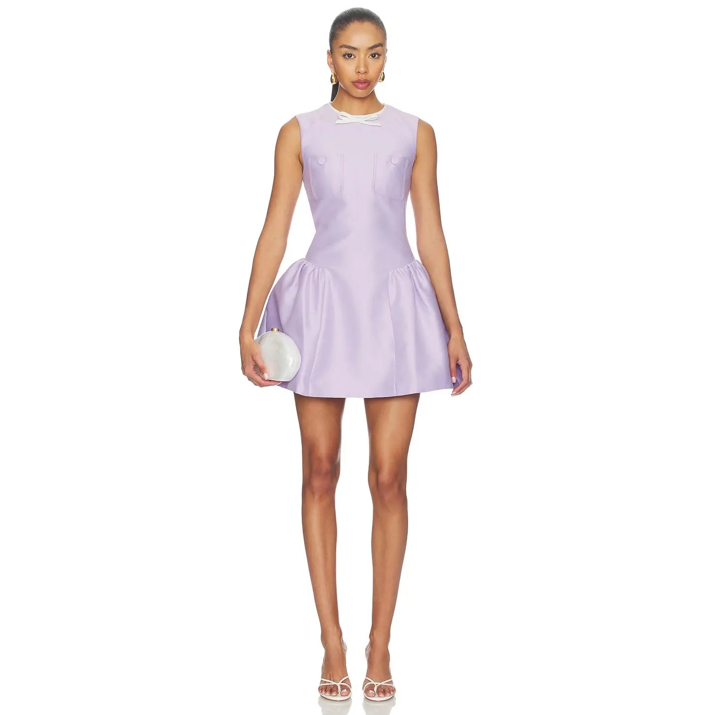 self-portrait Lilac Taffeta Mini Dress in Lilac