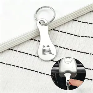 Release tokens for 5 carts, made of stainless steel material, metal keychain, durable, polished, lightweight, portable, engravable, cute cartoon design, waterproof, rust proof. Release tokens for carts and unlock keys for shopping carts