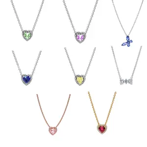 925 Sterling Silver Heart/Butterfly/Ribbon Necklaces
