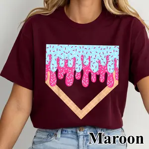 Baseball Drip Boys Home Plate Ice Cream Sport Players & Fans T-Shirt, Baseball Mama Shirt, Baseball Mom Dripping Tee, Mother's Day Gift, Baseball Drip- Women's Top for Casual Wear - Womenswear